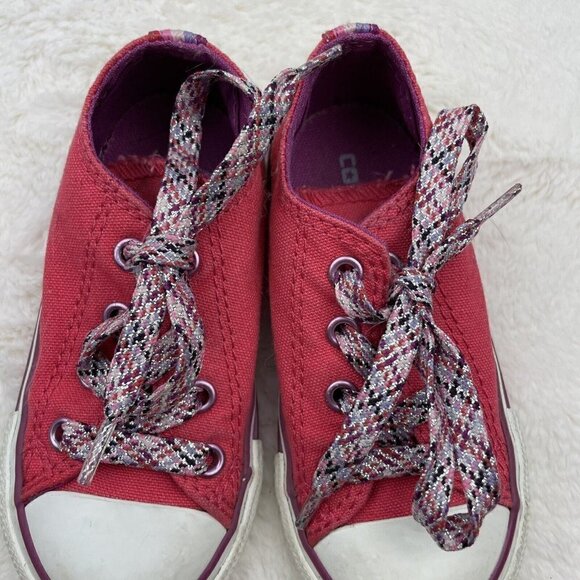 Converse All Star Chuck Taylor Girls Youth Size 1 EUR 32 Shoes Pink White - Picture 8 of 12
